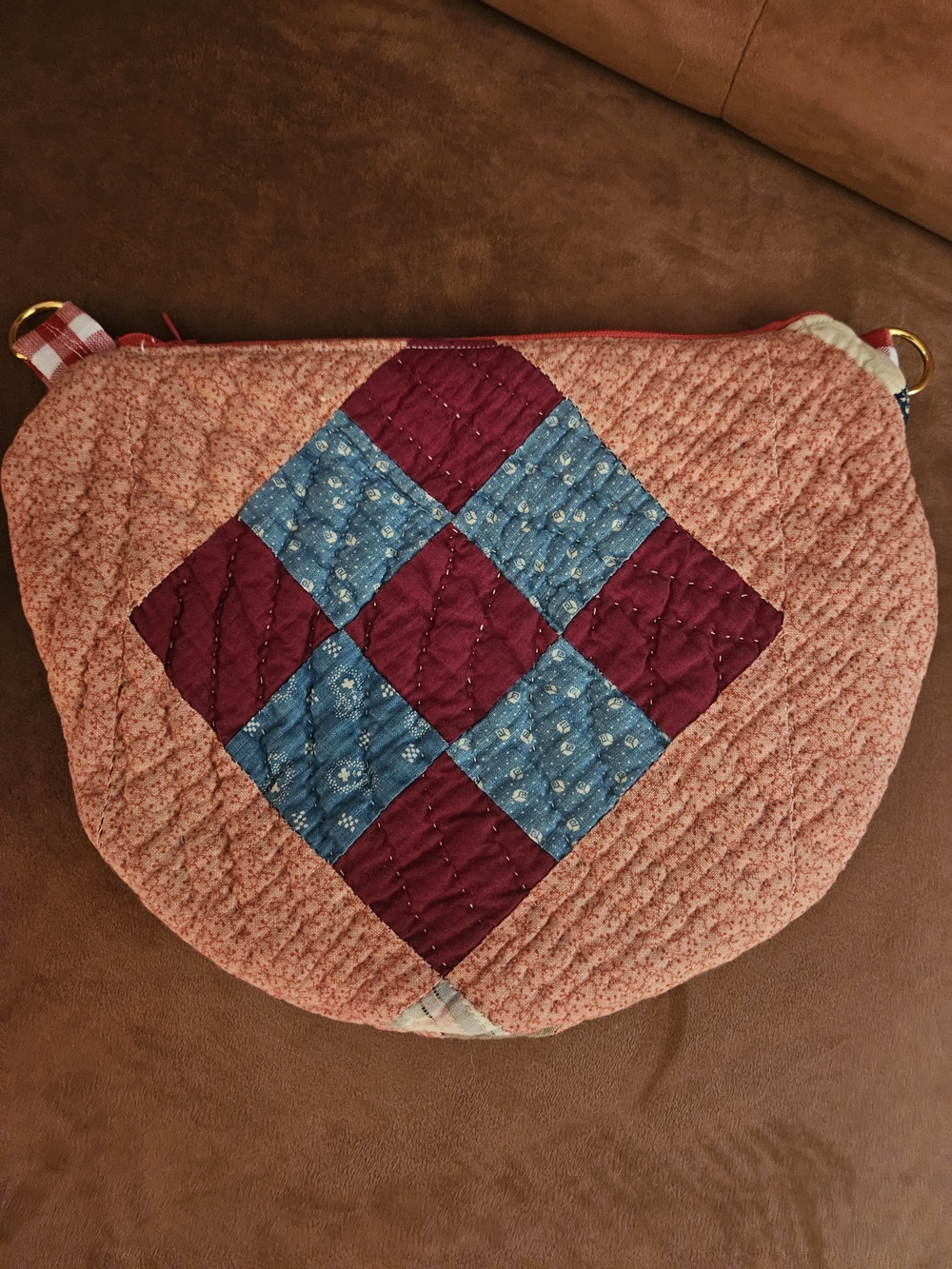 Handcrafted Quilted Pink Patchwork Crossbody Bag